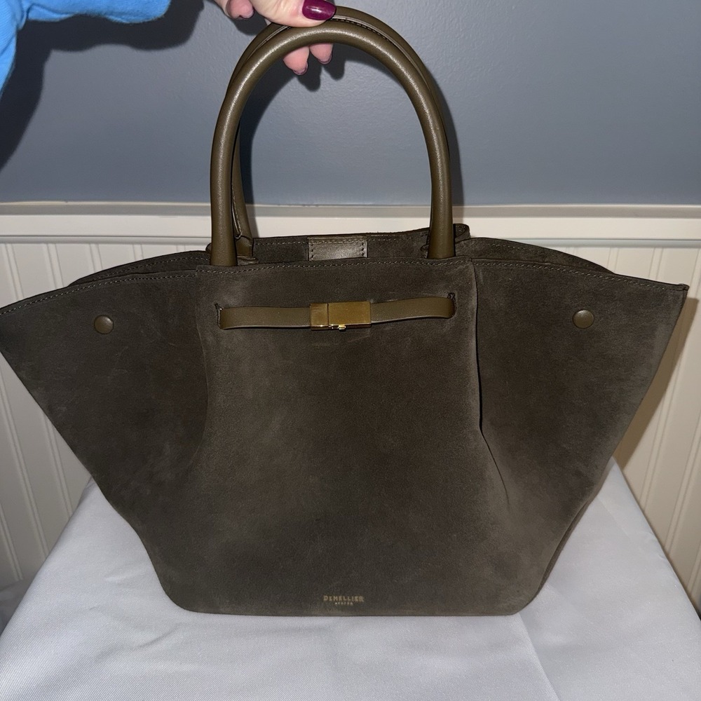 DEMELLIER The Midi New York Handbag Shoulder Crossbody Bag Purse Suede Green